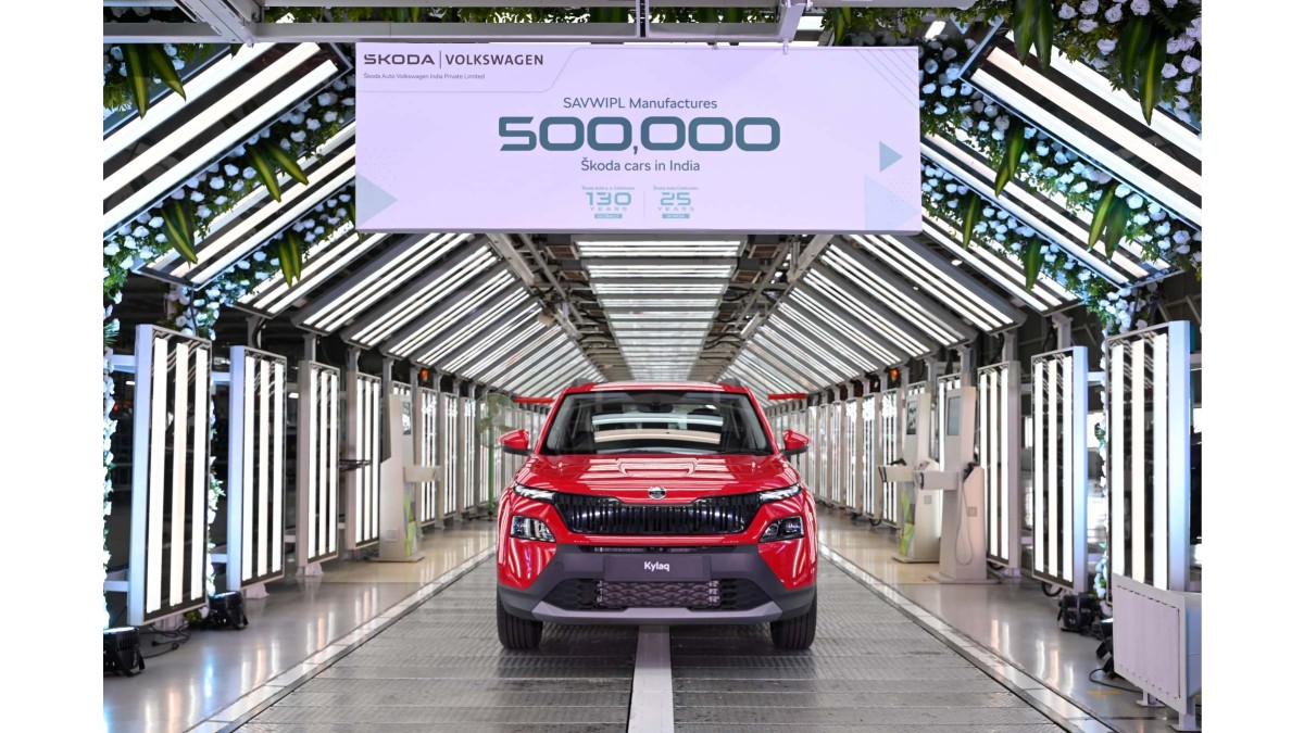 Skoda India, Skoda 500,000 cars, Skoda Kylaq, Skoda Kushaq, Skoda Slavia, Skoda Pune plant, Skoda Aurangabad plant, Skoda India production milestone, Skoda electric vehicles India, Skoda exports India, Skoda Make in India, Skoda Auto Volkswagen India