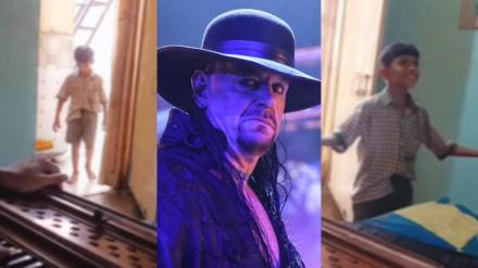 Undertaker viral video 2025, Indian father son Undertaker video, Undertaker reacts to Indian fan, Undertaker entrance recreated at home, Undertaker father son tribute, WWE Undertaker viral moment, Undertaker harmonium entrance, Father helps son become Undertaker, Undertaker India fan video, Undertaker Deadman entrance recreated, viral, viral videos, trending news, undertaker entry video, undertaker theme music, wwe entry