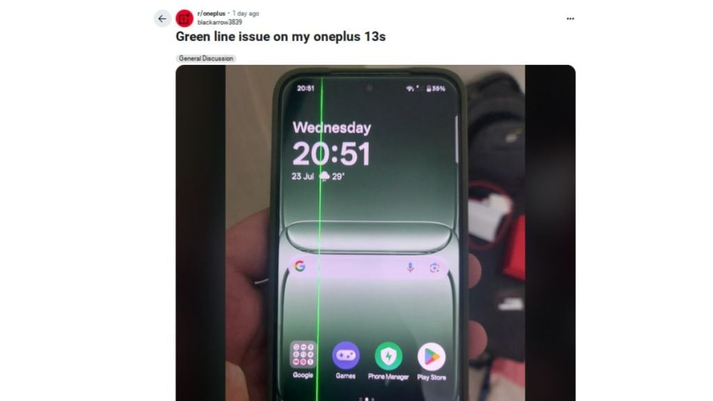 OnePlus 13s user spots green line on display, documents glitch on reddit; Is reliability becoming a concern?