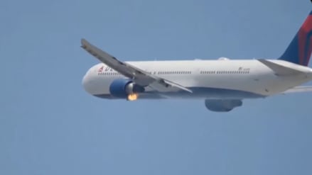 A video showing flames coming from Delta Boeing 767 flight’s left engine mid-air, as someone exclaims, “Oh, look at that!”, has gone viral on social media.