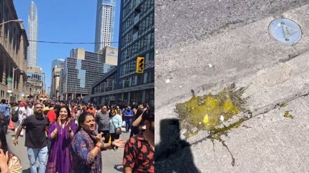A video posted by Instagram user Sangna Bajaj captured the aftermath, showing broken eggs on the road as the procession moved ahead. 