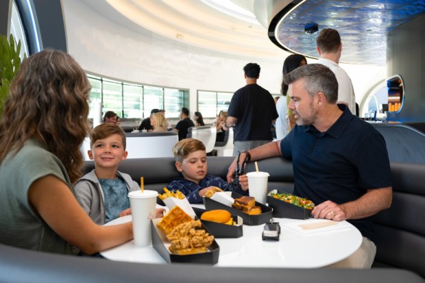 The menu includes burgers, hot dogs, fries, wings, and hand-spun milkshakes. (Image: Tesla’s X)