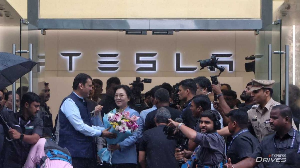 Tesla's Mumbai showroom at BKC opens today | Image: Express Photo by Amit Chakravarty