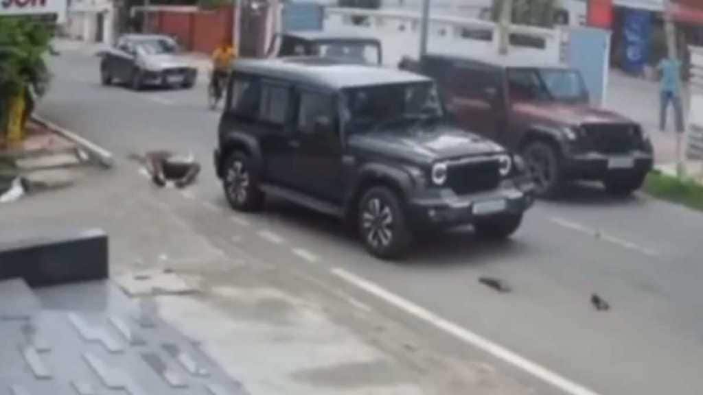 Road rage shocker: Mahindra Thar Roxx driver hits scooter. You won’t believe what happens next