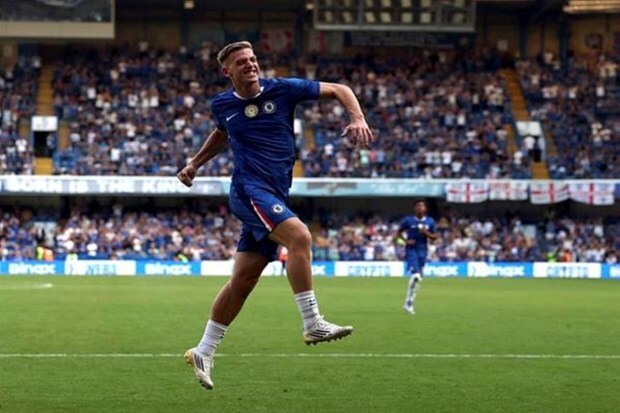 Liam Delap of Chelsea celebrates scoring their fourth goal. (Image Source: Reuters)