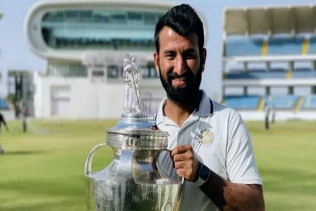 After playing in four finals over eight seasons, Cheteshwar Pujara won the Ranji Trophy with Saurashtra, 2020. (Image Source: IE)