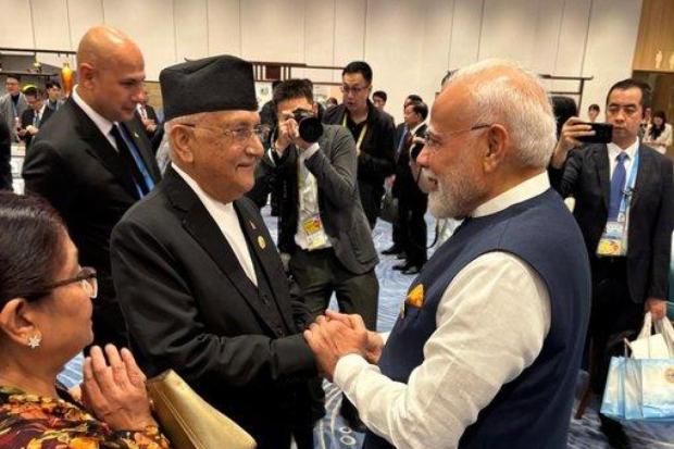PM Narendra Modi met Nepal PM KP Oli in Tianjin. (Image Source: X/@narendramodi)