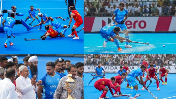 The Indian men's hockey team beat China 4-3 in their opening match of the Hockey Asia Cup 2025 at the Rajgir Hockey Stadium on Friday. The Indian captain, Harmanpreet Singh, scored a sensational hat-trick in a hard-fought contest. The Hockey Asia Cup 2025, a quadrennial international men's field hockey championship, is taking place in Rajgir, Bihar, India, from August 29 to September 7, 2025. This is the 12th edition of the tournament and also serves as a qualifier for the 2026 FIH (Federation Internationale de Hockey)  Hockey World Cup. (Photo Source: PTI)