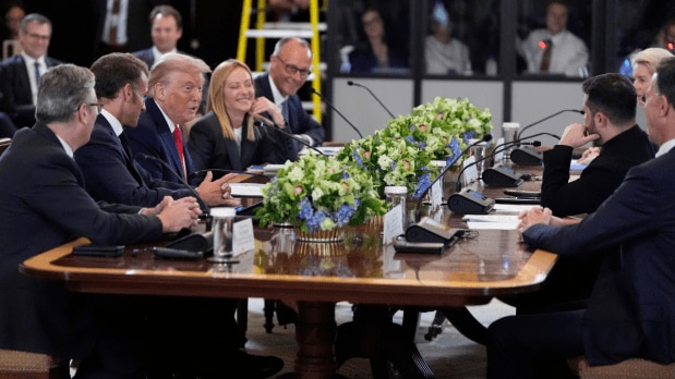 On August 18, 2025, U.S. President Donald Trump hosted Ukrainian President Volodymyr Zelenskyy along with top global leaders in a high-stakes meeting at the White House. The gathering included influential European heads of state and government working together towards advancing Ukraine’s security guarantees and exploring diplomatic solutions. This pivotal meeting focused on accelerating Ukraine’s security guarantees and exploring trilateral talks with Russian President Vladimir Putin to seek peace. (Photo Source: Associated Press)