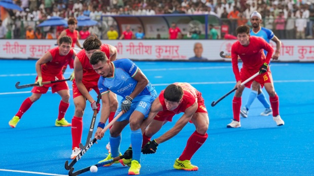 China took an early lead in the game by quickly converting a penalty corner 12 minutes into the game. Du Shihao, who won the foul, connected well with this shot to hit the back of the net. (Photo Source: PTI)