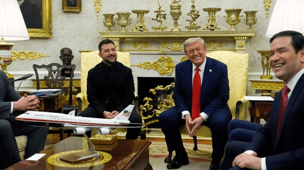President Donald Trump hosted Ukraine's President Volodymyr Zelenskyy in the Oval Office of the White House on Monday, Aug. 18, 2025, in Washington. Secretary of State Marco Rubio also joined these discussions. (Photo Source: Associated Press)