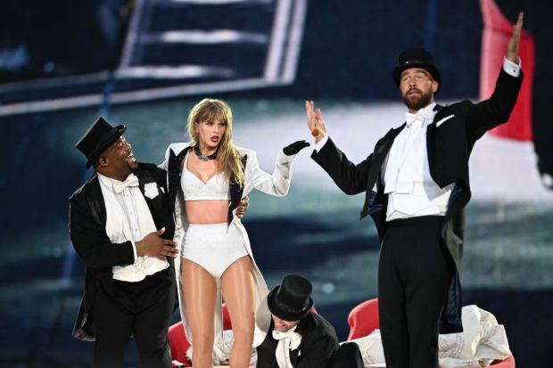 Kelce appears on Taylor's Eras Tour: In July 2024, Kelce made a surprise appearance on stage alongside Taylor Swift, which sparked several rumours online. While they denied dating then - Here's what happened next. (Image: X)