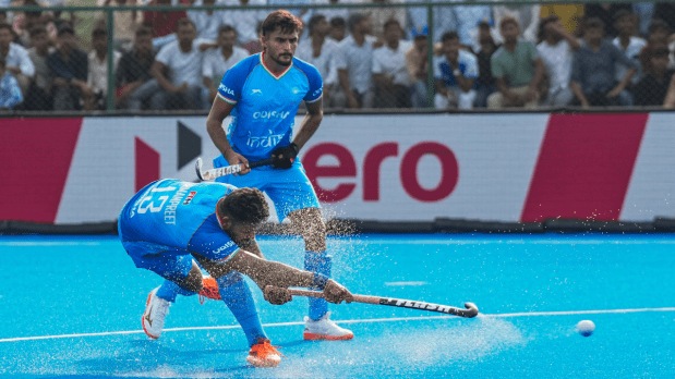 The hosts then stretched the advantage when skipper Harmanpreet connected well with his trademark drag flick and found the back of the net despite the Chinese keeper getting a hand on the ball. (Photo Source: PTI)