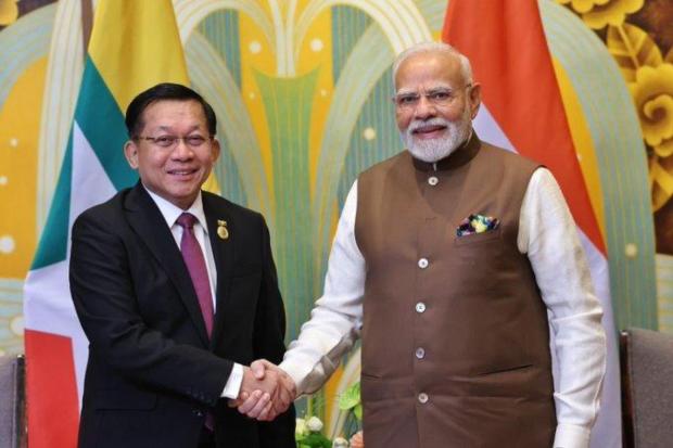 PM Modi and Senior General Min Aung Hlaing of Myanmar held talks in Tianjin. India considers Myanmar as a vital pillar of India’s Act East and Neighbourhood First Policies. (Image Source: X/@narendramodi)