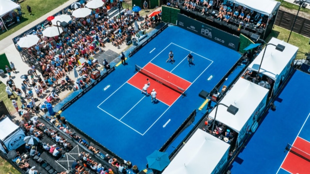 The largest facility in Texas and the Southwest, Oasis is an emerging social hotspot for pickleball players across the state. The standalone facility offers 42 outdoor courts (including 8 covered courts and 2 championship courts) and hosts up to 20 major tournaments each year, such as the PPA, APP, and National Finals. (Photo Source: Official Instagram handle @pickleballofficial)