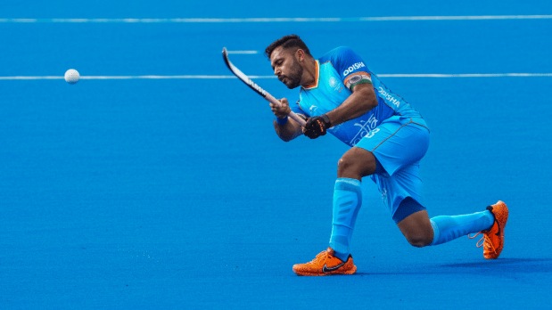 The Indian skipper came through for the national side once again in the final moments of the game as he converted a third penalty corner to give India the conclusive lead. (Photo Source: PTI)