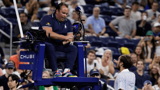 This evidently triggered Medvedev, who rushed toward the chair and had a heated altercation. (Photo Source: Associated Press)