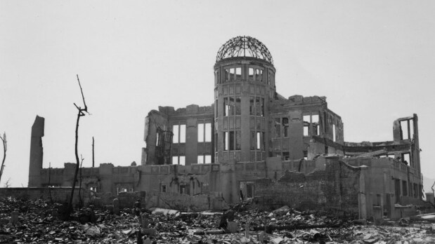 The building was constructed in 1915 as the Hiroshima Prefectural Commercial Exhibition Hall. In 1921, the name changed to Hiroshima Prefectural Products Exhibition Hall and again in 1933 to Industrial Promotion Hall. The atomic bombing killed everyone in the building. Because the bomb exploded virtually overhead, it retained the distinctive feature that earned it the name 