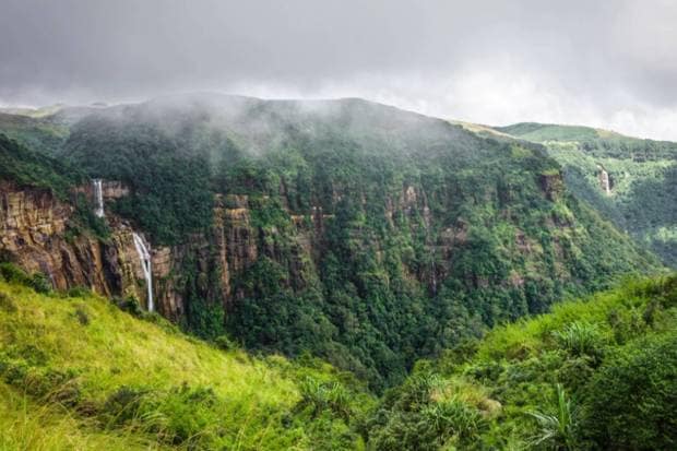 East Khasi Hills, Meghalaya: This place is also known as the ‘’abode of the clouds’’, this region turns into lush, roaring rivers and waterfalls, like those near Mawsynram and Cherrapunji. (Photo source: Canva)