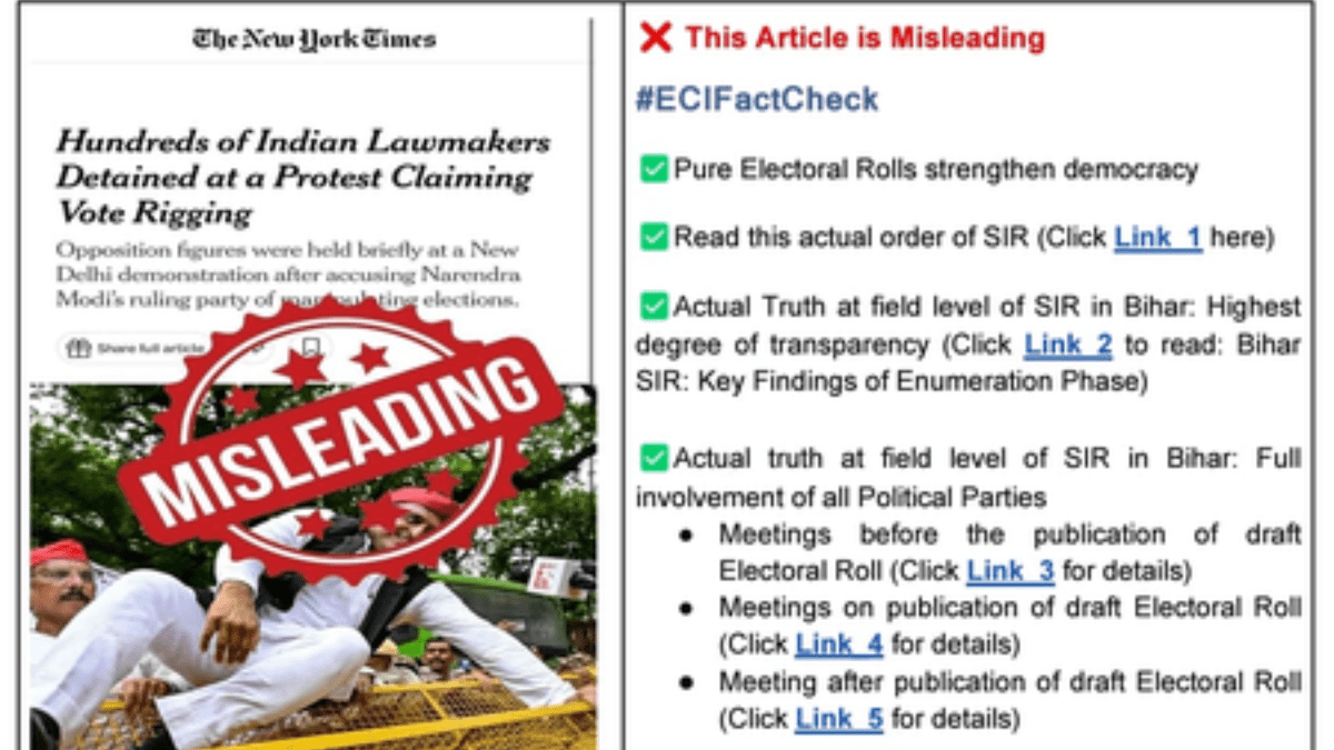 The ECI shared a social media post carrying links to videos related to the “Actual truth at field level” of the ongoing Special Intensive Revision (SIR) in Bihar. The ECI shared a social media post carrying links to videos related to the “Actual truth at field level” of the ongoing Special Intensive Revision (SIR) in Bihar.