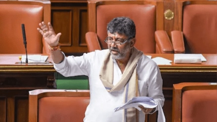 Shivakumar sang ‘Namaste Sada Vatsale Matrubhoome……', after being prompted by opposion in Karnataka state assembly. Shivakumar sang ‘Namaste Sada Vatsale Matrubhoome……', after being prompted by opposion in Karnataka state assembly.