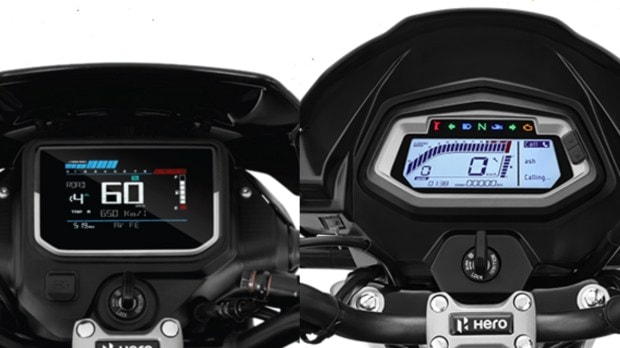 Hero Glamour X vs Glamour Xtec instrument panel