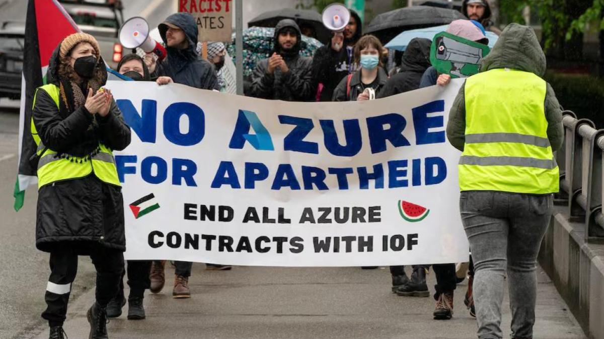 Microsoft employees fired, No Azure for Apartheid, Microsoft protest Israel, Redmond office protest, Microsoft Gaza controversy, tech worker activism, Microsoft Azure surveillance, Israeli-Palestinian conflict, Microsoft News, microsoft layoffs, Microsoft, Israel Gaza War, Gaza War, Microsoft Azure, Microsoft Israel ties