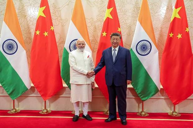  PM Modi met Chinese President Xi Jinping on the sidelines of the SCO Summit. This conversation was marked as the first formal meeting between the two leaders in nearly ten months. (Photo source: PTI)