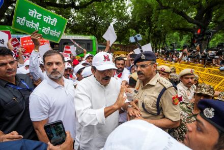 Rahul Gandhi detained, Mahua Moitra faints - What happened during chaotic INDIA bloc protest? (Photo: PTI)