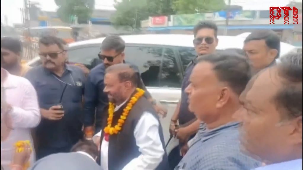 Swami Prasad Maurya: Former UP Minister slapped by 'supporter' in Fatehpur, video goes viral (PTI video screengrab)