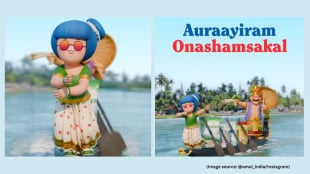 Set against the backdrop of Kerala’s backwaters, the creative incorporates familiar Onam symbols.