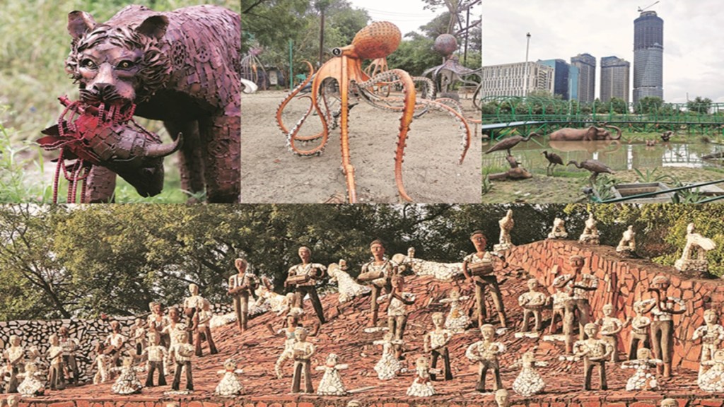 bicycle horns, chains, waste pipes, iron rods, urban development, trash