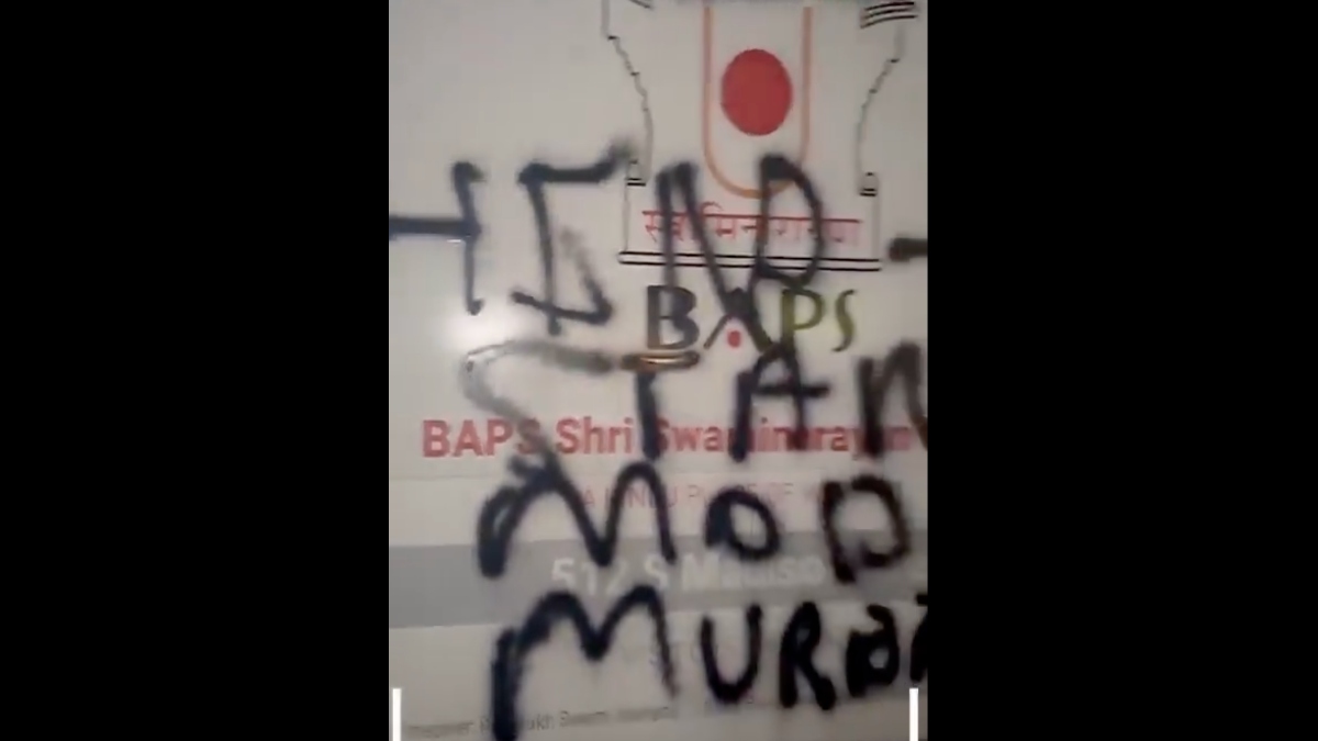 Fourth Hindu temple vandalised in US: Indiana temple defaced with anti-Modi graffiti Fourth Hindu temple vandalised in US: Indiana temple defaced with anti-Modi graffiti
