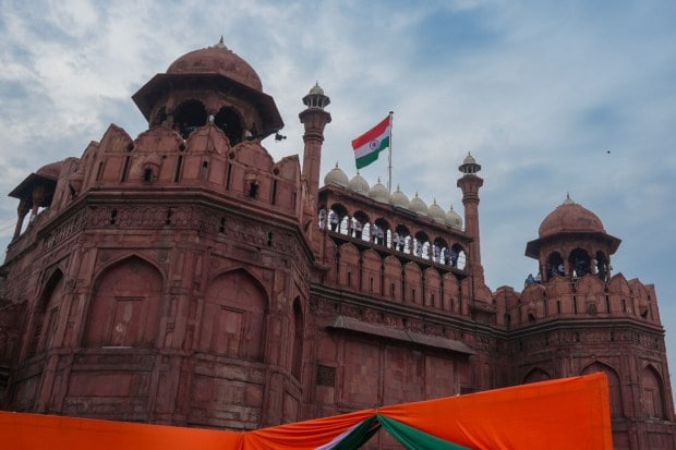 The Red Fort complex during full dress rehearsal for 79th Independence Day celebrations, in New Delhi. (Image source: PTI)