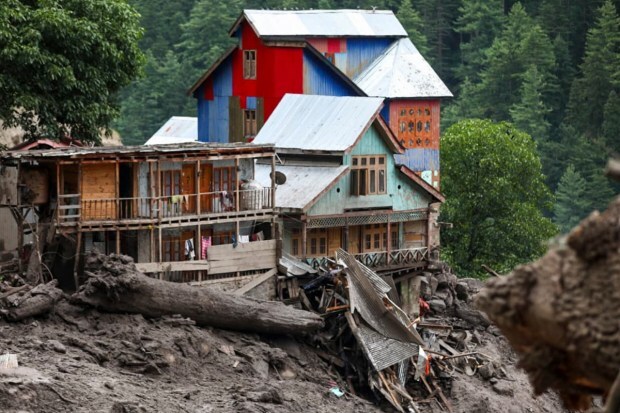 Houses damaged at an affected area following a cloudburst in Kishtwar district, Jammu and Kashmir. (Image source: PTI)