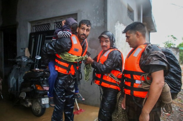 Rescue operation underway following a flood threat due to incessant rainfall. (Image source: PTI)