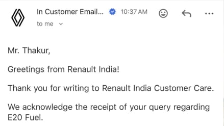 ‘E20 fuel not advisable’: Renault owner shares company note for his 2022 model