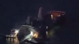 new orleans, us navy ship, us naval ship, Japan, fire on us ship, Okinawa, us ship fire fighting