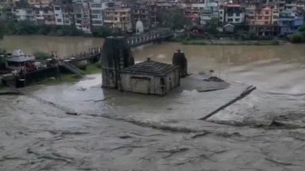 Drone visuals of the Beas River. The water level is on the rise due to incessant rainfall.