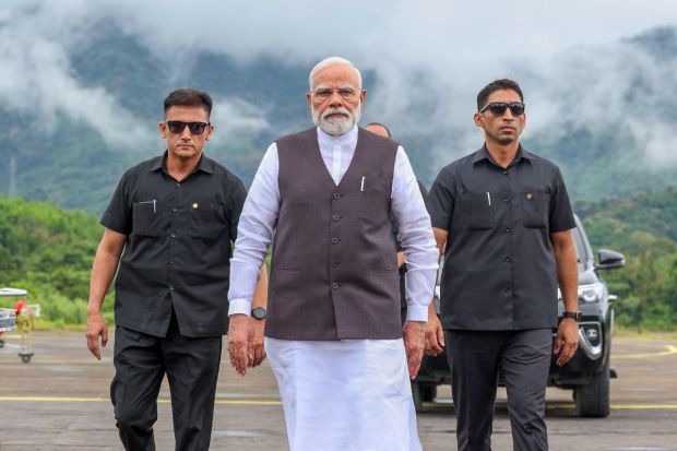 PM Modi arrived at Aizawl for the inauguration of the Bairabi-Sairang New Rail line today, on September 13. (Image: ANI)