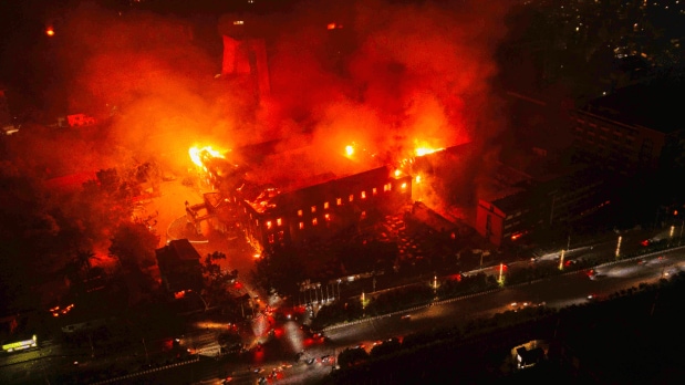  An aerial shot of flames coming out from the residence of Nepal President Ram Chandra Poudel in Kathmandu. His residence was one of the 5 properties that were fed to the flames by Gen Z. (Photo Source: Associated Press)