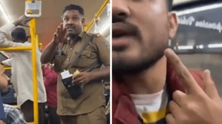 A video shared on Reddit shows a BMTC conductor slapping a Hindi-speaking passenger over a ticket dispute, even after the passenger had paid a fine