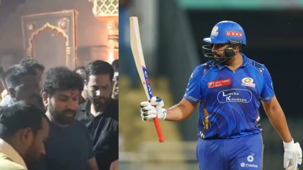 Rohit Sharma urges fans with folded hands to stop chanting ‘Mumbai Cha Raja’ at Ganesh Chaturthi pandal – Video Rohit Sharma urges fans with folded hands to stop chanting ‘Mumbai Cha Raja’ at Ganesh Chaturthi pandal – Video
