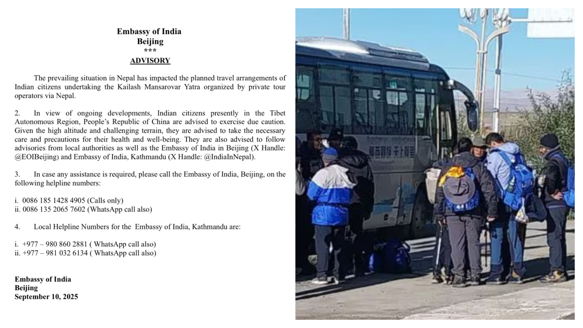 Indian Embassy in Beijing Issues Advisory for Kailash Mansarovar Pilgrims Amid Nepal Turmoil. (Image Sourc X and IE) Indian Embassy in Beijing Issues Advisory for Kailash Mansarovar Pilgrims Amid Nepal Turmoil. (Image Sourc X and IE)