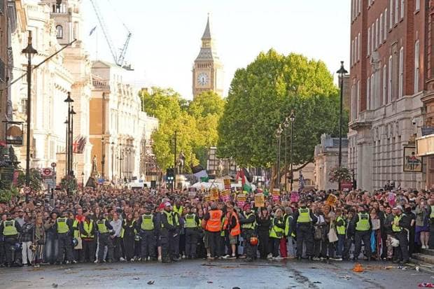 The march stretched nearly a kilometre, from Big Ben to Waterloo. (Photo source: AP)