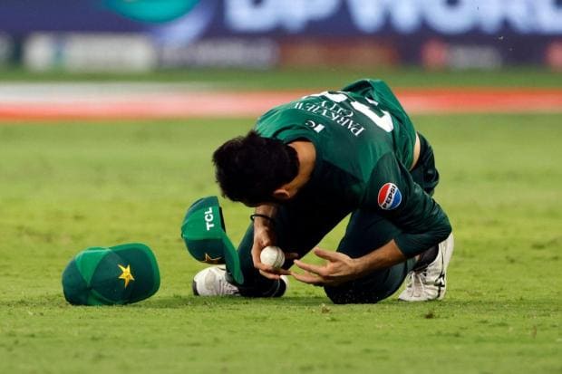 Pakistan captain, Salman Agha, takes the catch to dismiss Indian captain Suryakumar Yadav. (ANI)