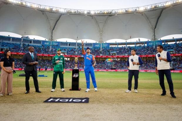 Suryakumar Yadav and Pakistan's captain Salman Agha at the toss. (PTI)