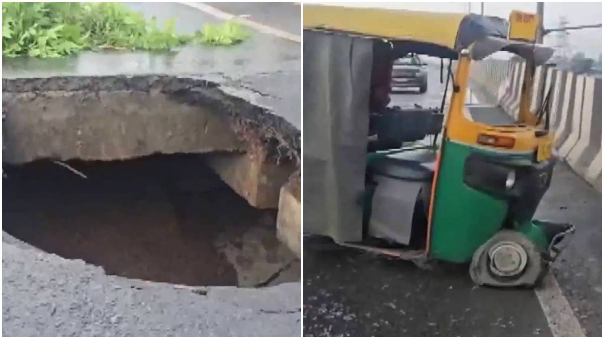 Portion of NH 44 Singhola Flyover cave in