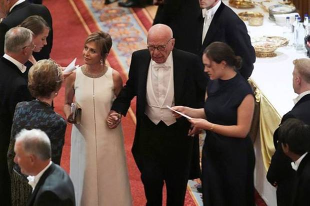 Rupert Murdoch and wife Elena Zhukova also made a rare joint appearance at the high-profile Windsor meeting. (Photo source: AP)