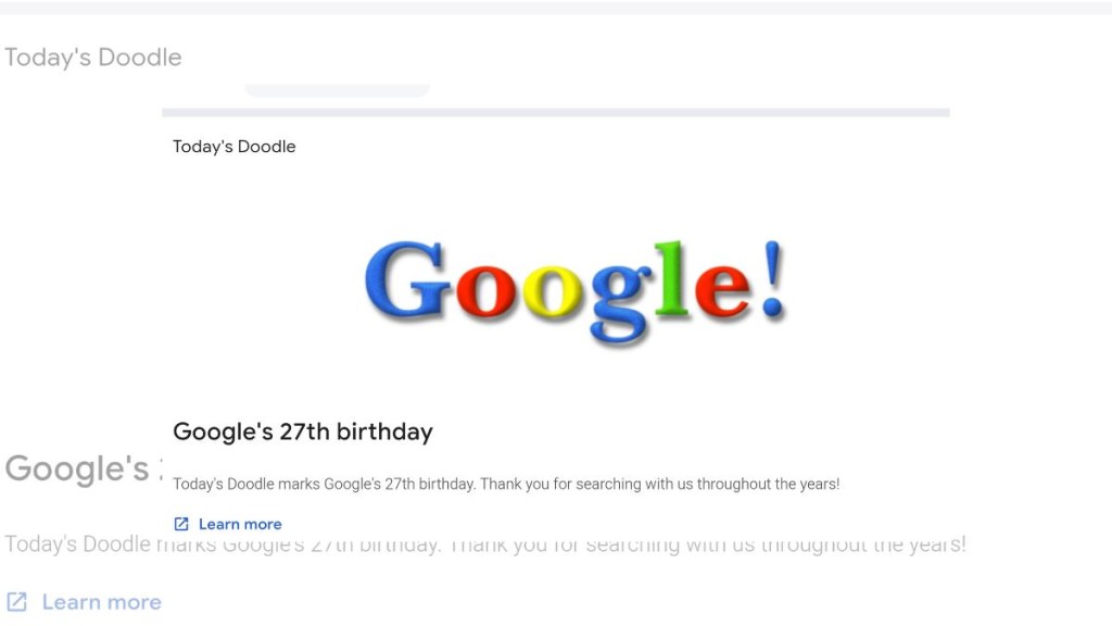 Google turns 27: Why is the search engine celebrating its birthday today? Take a look at the special nostalgic Doodle